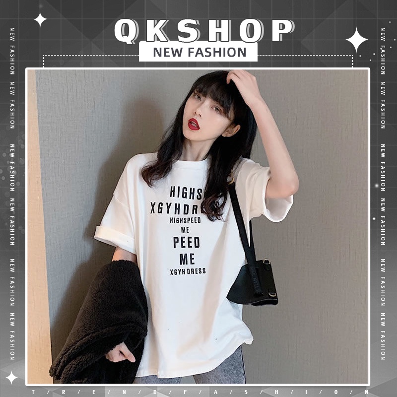 QKshop ✨เเสื้อยืดคอลกลมทรงยาวแขนสามสวน สีพื้น มีให้เลือกถึง3สี ดำ ขาว เทา แมทช์ทั้งกางเกงขายาวและกางเกงขาสั้น พร้อมลุยได