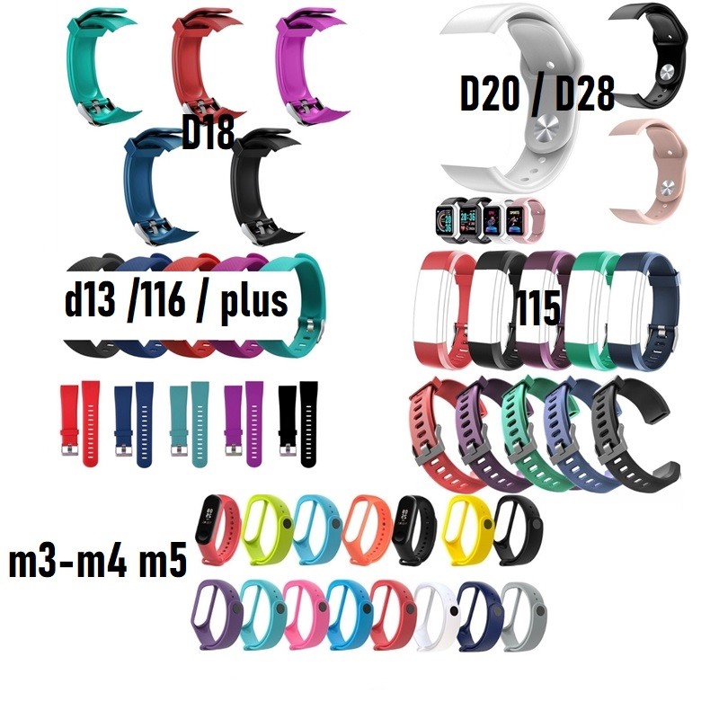 Strap tali jam Bracelet D28 D20 D18 SmartWatch M4 M5 M6 M7 115 116