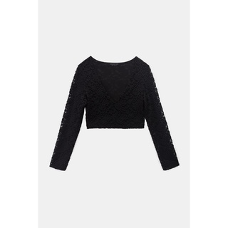Hamburger Studio เสื้อcrop แขนยาว Lia Lace longsleeves crop top (CC003)