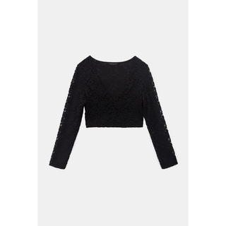 Hamburger Studio เสื้อcrop แขนยาว Lia Lace longsleeves crop top (CC003)