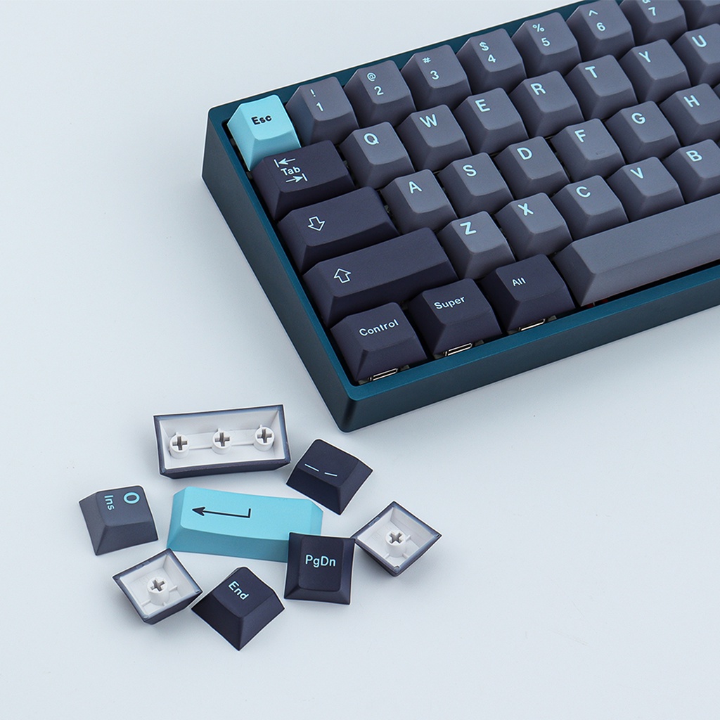 GMK Grey Cyan keycaps, 129 Keys keycaps โปรไฟล์เชอร์รี่ DYE-SUB ส่วนบุคคล GMK Keycaps สําหรับคีย์บอร