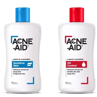 แพคเกจใหม่ Acne-Aid gentle cleanser 100 ml(ฟ้า) / Acne-Aid liquid cleanser 100 ml (แดง)