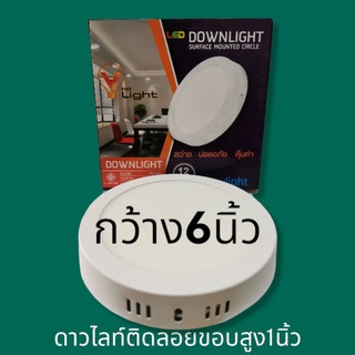 โคมดาวน์ไลท์​ติดลอย​ขอบกลมขาวLED12wแสงขาว