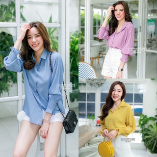 Gi-ants​  FS-41 (เปลี่ยนผ้า นิ่มกว่าเดิม) เสื้อเชิ้ตเรียบแขนยาวจั้มแขน CARDIGAN_NISTA​