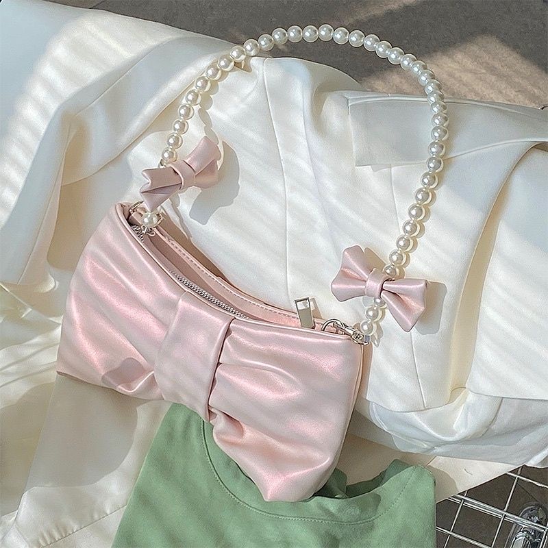 [Hanna.black] กระเป๋านารา RIBBON/ เกาหลี กระเป๋าสะพาย/ กระเป๋าบาแกตต์นําเข้าระดับพรีเมี่ยม/ ผู้หญิงน