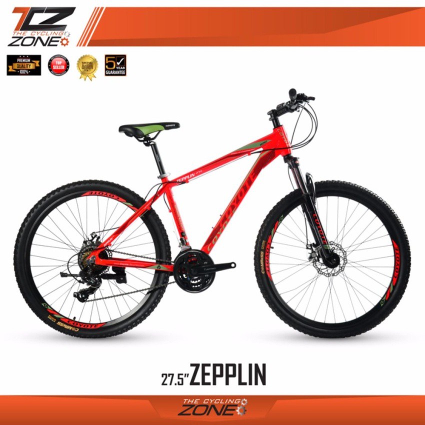 COYOTE จักรยานเสือภูเขา 27.5 นิ้ว / ตัวถัง อลูมิเนียม / รุ่น ZEPPLIN (สีแดง)