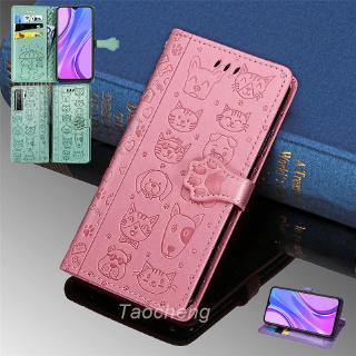 เคสโทรศัพท์หนังผ้าฝาพับกระเป๋าสตางค์ Huawei Nova 7 SE 7i 5T 4e 7SE Phone Case Cute Cat Dog 3D Pink Leather Shockproof Card Slot Wallet Flip Cover Soft Casing Stand Holder With Lanyard