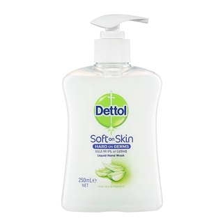 Dettol Hand Wash Pump Aloe Vera Vitamin E Antibacterial Liquid 250mL สบู่เหลวล้างมือพร้อมการบำรุงผิวสูตรพิเศษ