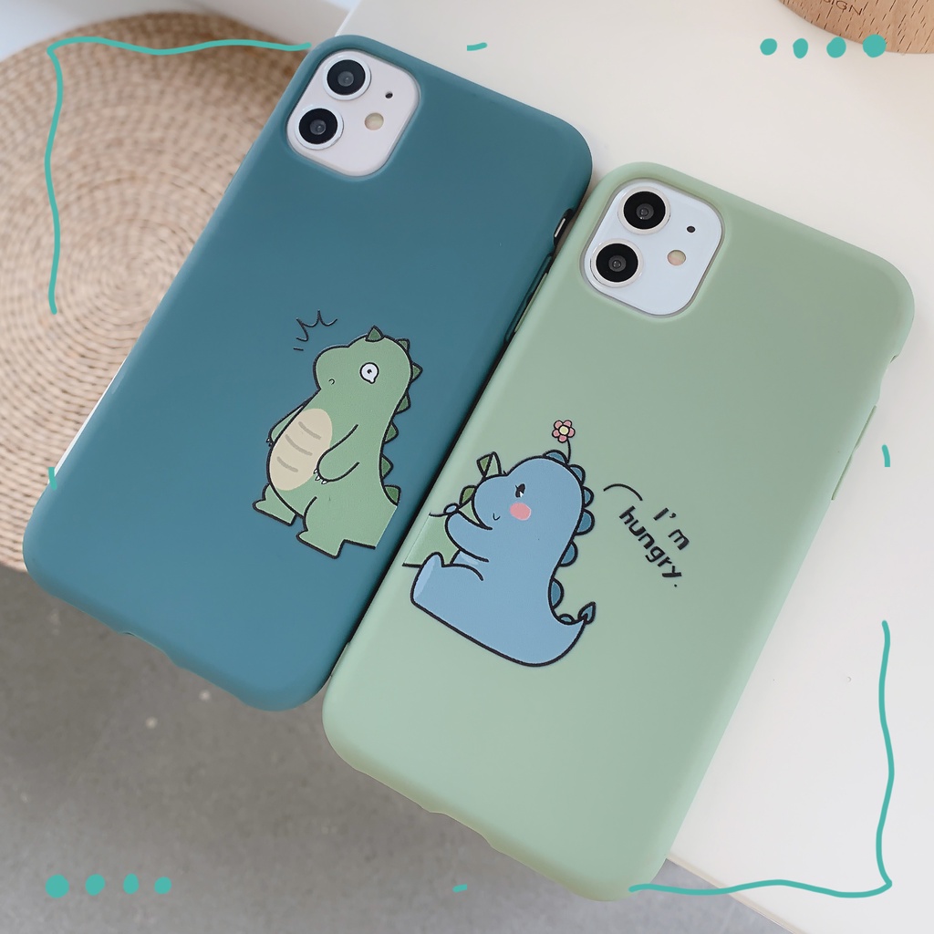 เคสโทรศัพท์มือถือ TPU นิ่ม แบบหนา ลายไดโนเสาร์ สีฟ้า สีเขียว สําหรับ iphone 6 6s 7 6plus 7plus 8plus 8 plus 11