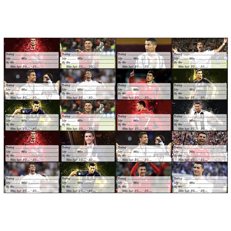 ป้ายสมุด CR7 Ronaldo 20 ชิ้น / สติ๊กเกอร์ Ronaldo CR7