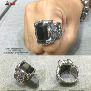 แหวน ขวานคริสตัลนิลดำ แหวนนิลดำ สแตนเลสแท้ stainless 316l ring แหวนแฟชั่น แหวนผู้ชาย แหวนสแตนเลส originallution