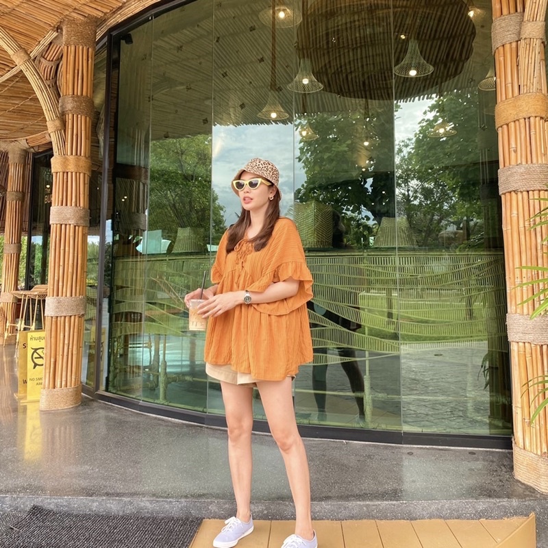 𝗡𝗘𝗪 𝗖𝗢𝗟𝗢𝗥 ELLA SHIRT เสื้อดีเทลน่ารักใส่ได้ทั้ง 2 ด้าน ผ้าฝ้ายผสม ใส่สบายทรงน่ารักมาก รูปที่ 6