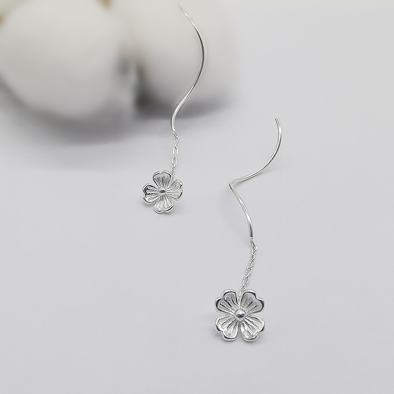ต่างหูเงิน Korea Flower Silver Earrings Dangle Drop Simple Fashion Long Earring Women Girl Jewelry Accessories – – >>> 🇹🇭 Top1Thailand 🛒 >>> shopee.co.th 🇹🇭 🇹🇭 🇹🇭🛒🛍🛒