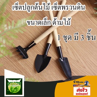 อุปกรณ์ทำสวน อุปกรณ์ปลูกต้นไม้ อุปกรณ์พรวนดิน ชุดทำสวนชุดปลูกต้นไม้ ชุดพรวนดิน ด้ามไม้