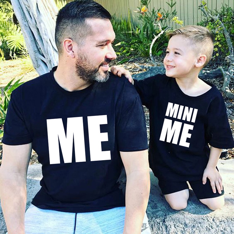 ME and MINI Little print t-shirt Family Matching Clothes Father Son Kids daddy Baby boy Look t shirts