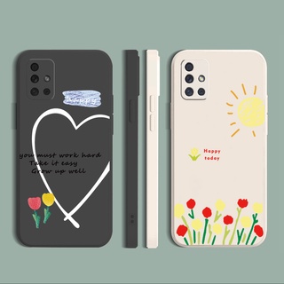 เคสซิลิโคนนิ่ม ขอบตรง ลาย Happy Today สําหรับ Samsung A31 A32 4G A52 A72 5G A11 A51 A71 A21S A02S A20S