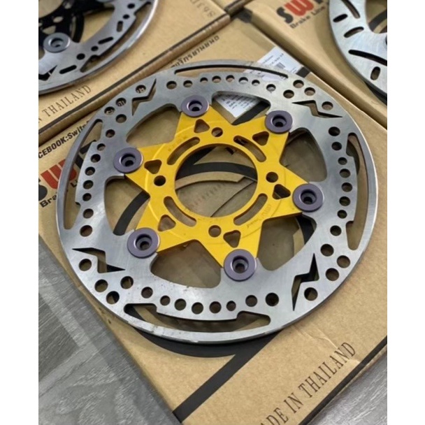 🔥🔥จานเบรค Swits สีทอง หมุดเทาลายสายฟ้า ขนาดจาน 220mm งานคุณภาพ🔥🔥