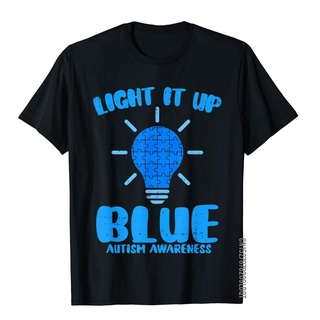 [S-5XL]เสื้อยืดแขนสั้น ผ้าฝ้าย พิมพ์ลาย Light It Up Blue ของขวัญวันเกิด สําหรับผู้ชาย