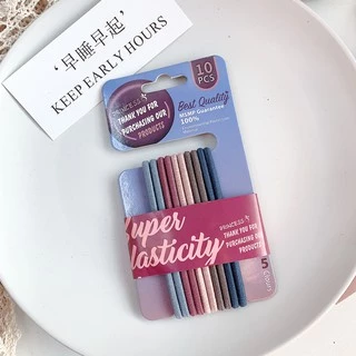 ยางมัดผม Princess Hair Elastics 1 เซท 5 สี 10 เส้น คุ้มสุดๆ ยางรัดผม ยืดหยุ่นดี ไม่ย้วย มาเป็นแพคเกจน่ารัก โดนัทมัดผม