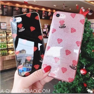 เคสเพชรวิ้งๆ 2สี เคสนิ่ม คลุมเครื่อง เคสลายเพชร เคสกริตเตอร์ สีสวย