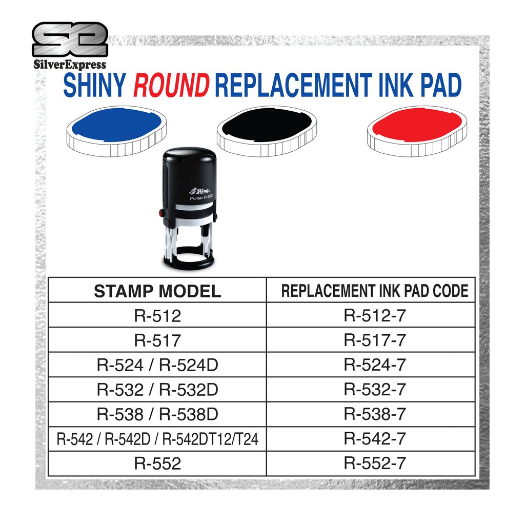 SHINY ROUND CHOP REPLACEMENT INK PAD / R-512-7 / R-517-7 / R-524-7 / R-532-7 / R-542-7 / R-552-7