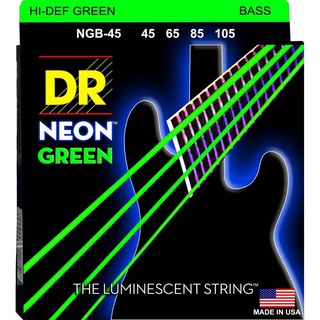 สายเบสเคลือบกันสนิมชนิดเรืองแสง DR Hi-Def Neon Green K3 Coated Bass Guitar Strings