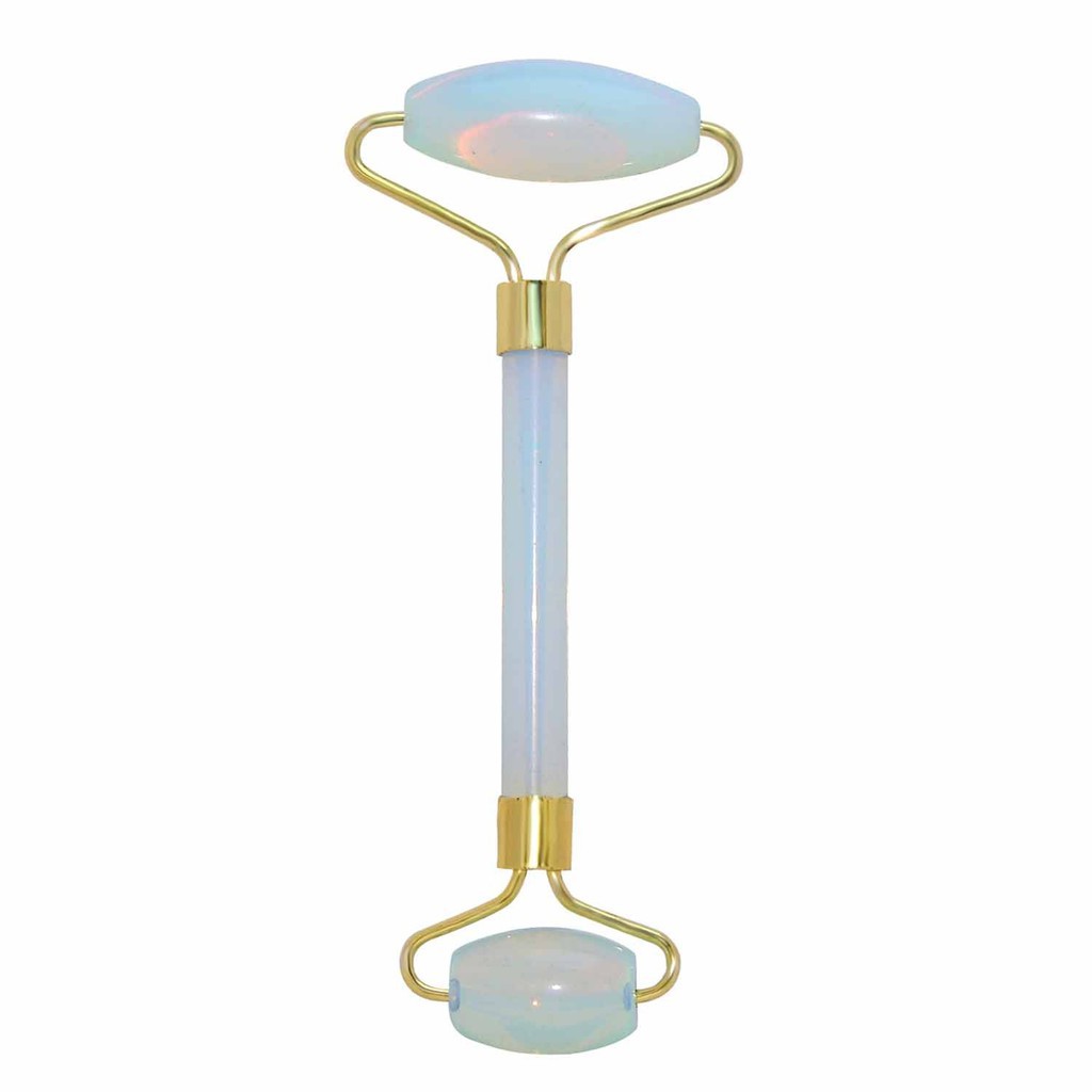 ลูกกลิ้งหินรัตนชาตินวดหน้า ( Natural  Gemstone  Facial Massage  Roller) # Opalite สีขาว