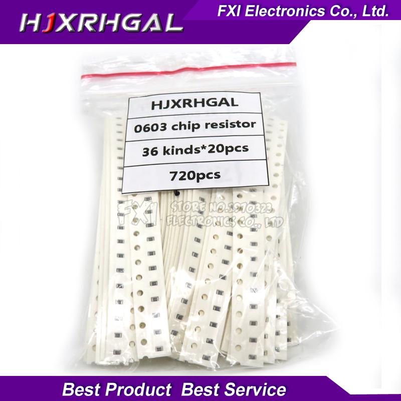 33valuesX20pcs=660pcs 0603 1ohm-10Mohm SMD Resistor Kit Assorted Kit 5% component diy samples kit new and original