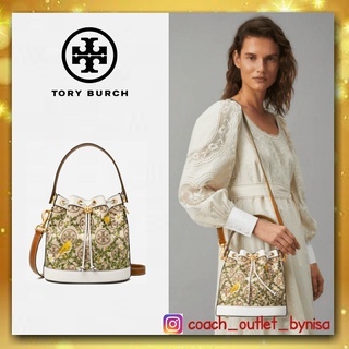 Tory Burch T Monogram Jacquard Embroidered Bucket (สีขาว)