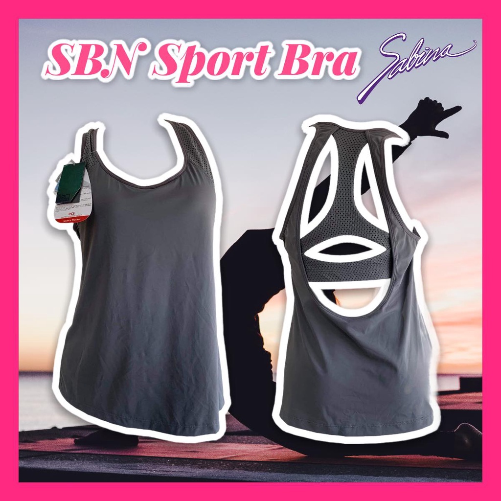 Sabina เสื้อชั้นใน Sport Bra รุ่น Sbn Sport (สีเทา)(ไม่มีโครง แบบสวมเต็มตัว) SPP5  เสื้อกีฬาผู้หญิง ชุดออกกำลังกาย