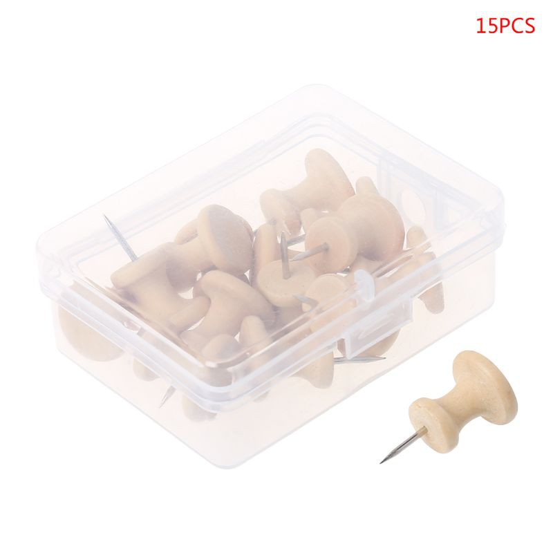 SENG♥15Pcs Nautral Cork Wooden Pushpins Thumbtack Board Pins - sengbag ...