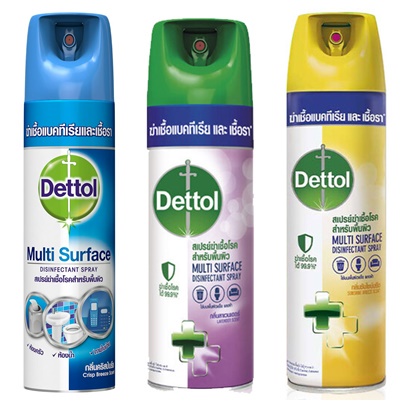 (มี 3 สูตร) Dettol Multi Surface Disinfectant Spray เดทตอล สเปรย์ฆ่าเชื้อโรคสำหรับพื้นผิว 225 มล.
