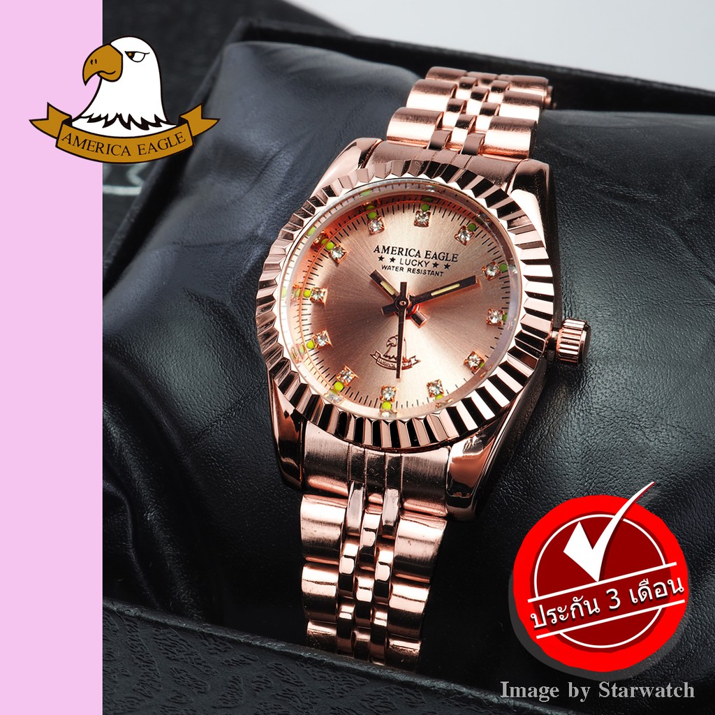 AMERICA EAGLE นาฬิกาข้อมือผู้หญิง สายสแตนเลส รุ่น AE001L - PINKGOLD/PINKGOLD