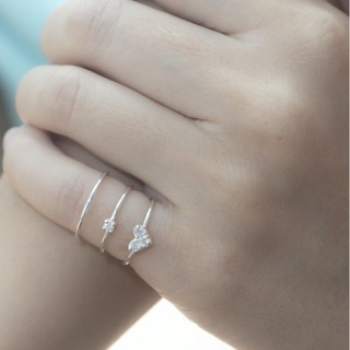 SNOWY MINIMAL แหวนนิ้วก้อย แหวนเงินแท้ 925 Silver Jewelry แหวนมินิมอล ประดับเพชร CZ