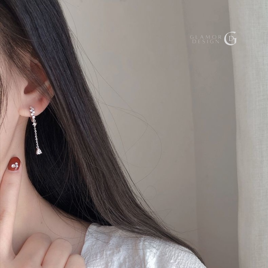 GLAMOR ต่างหูเงินแท้ 925 ทรงหยดน้ำ เพชรวิ้งสวยมาก ของขวัญ Valentine ให้แฟน ใส่ติดหูได้ทุกวัน รูปที่ 6