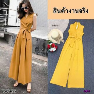 🧥จั้มสูทขาบาน อกไขว้ ผูกโบว์หน้า🧥