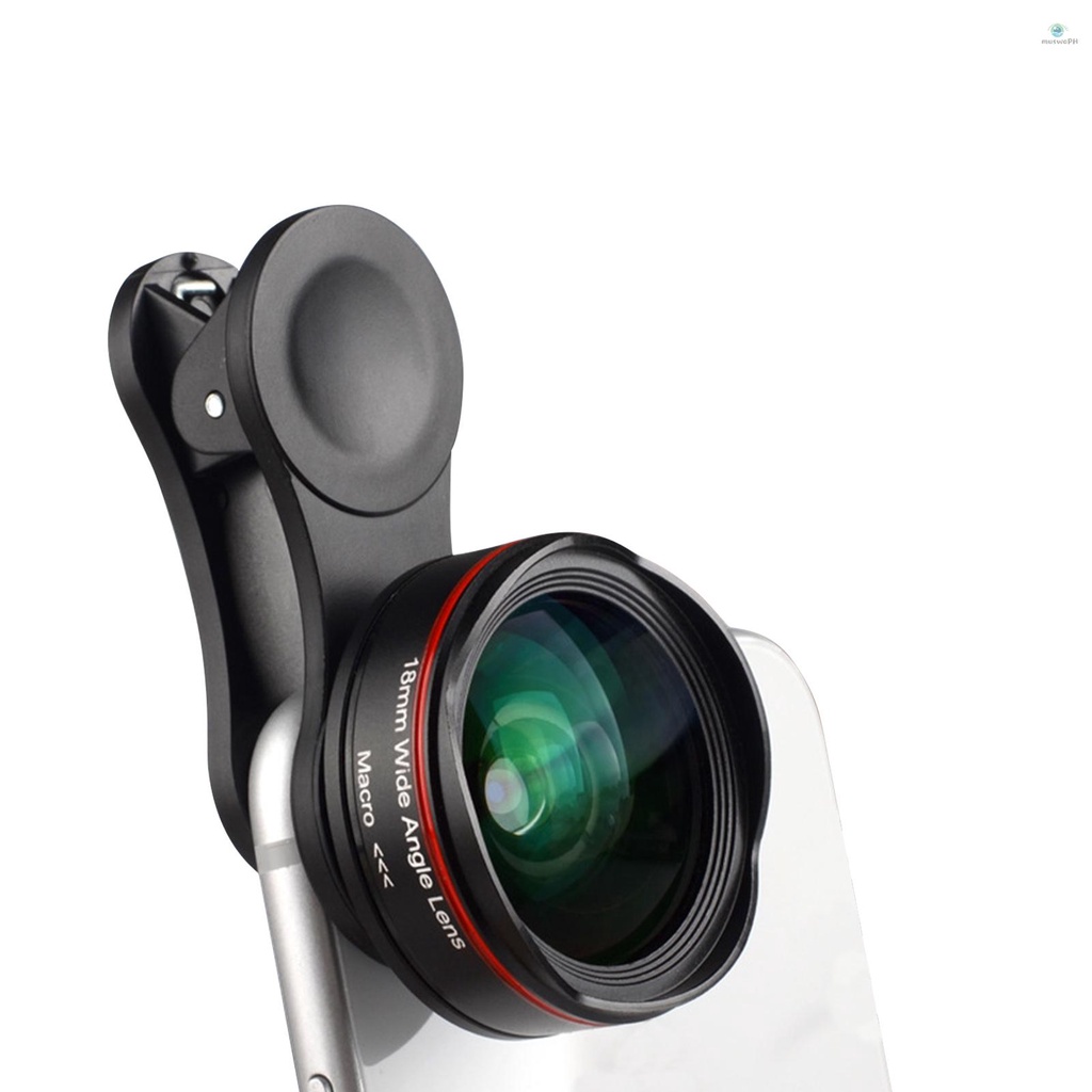 เลนส์กล้องสมาร์ทโฟน 5K Ultra HD 18 มม. 128° เลนส์มาโครมุมกว้าง 15X ไม่ผิดเพี้ยน พร้อมคลิปสากล เข้ากันได้กับสมาร์ทโฟน iPhone Samsung Huawei