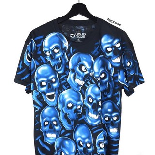 LIQUID BLUE SKULL PILE BLUE TEE