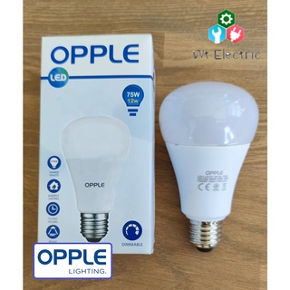 หลอดไฟ LED BULB OPPLE 12W ขั้ว E-27 1055LUMEN ปรับความสว่างได้ DIMMABLE แสงวอร์ม WARMWHITE ประหยัดพลังงาน ENERGY A+