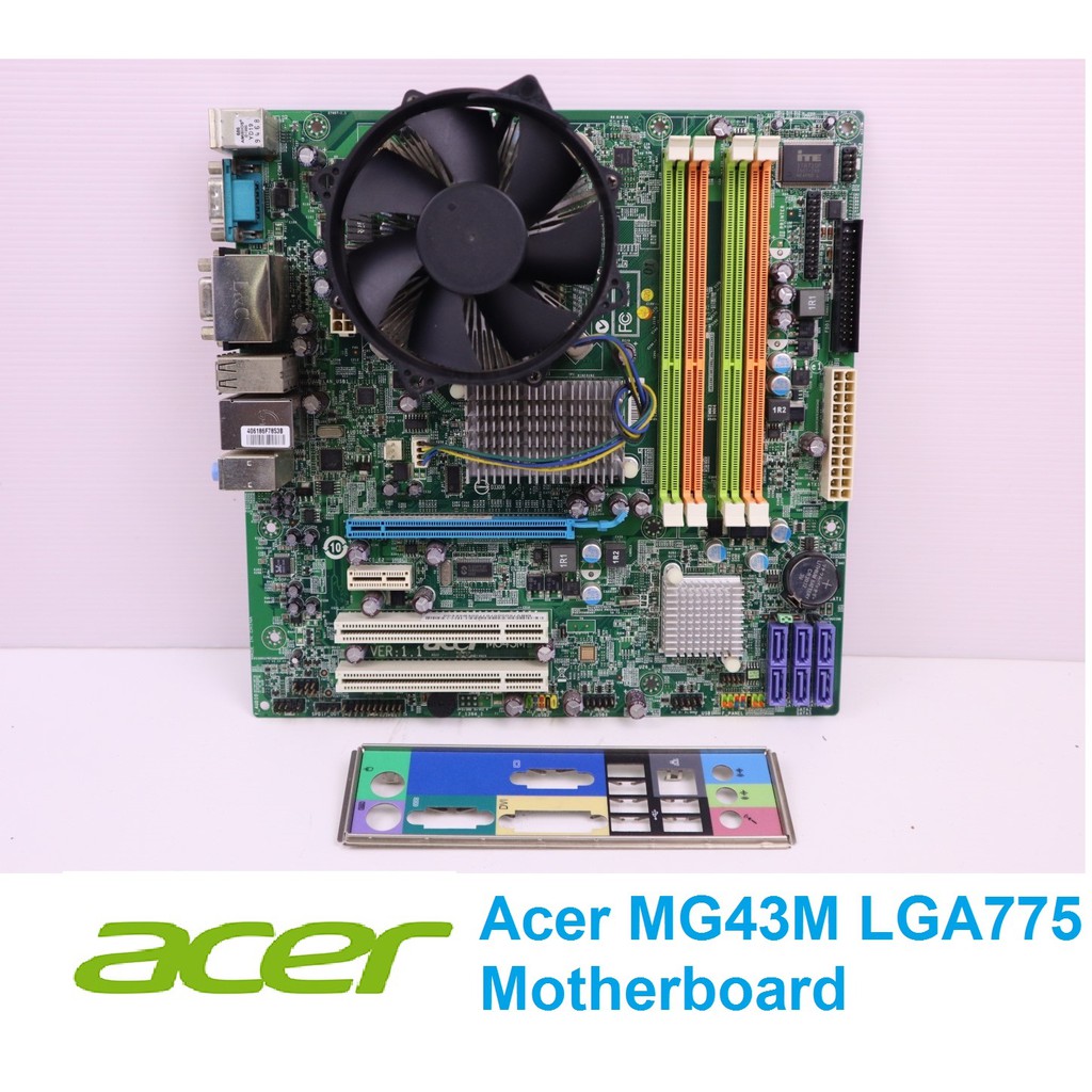 เมนบอร์ด Acer MG43M LGA775 Motherboard พร้อมพัดลมระบายความร้อนฮีทซิงค์ และฝาหลัง