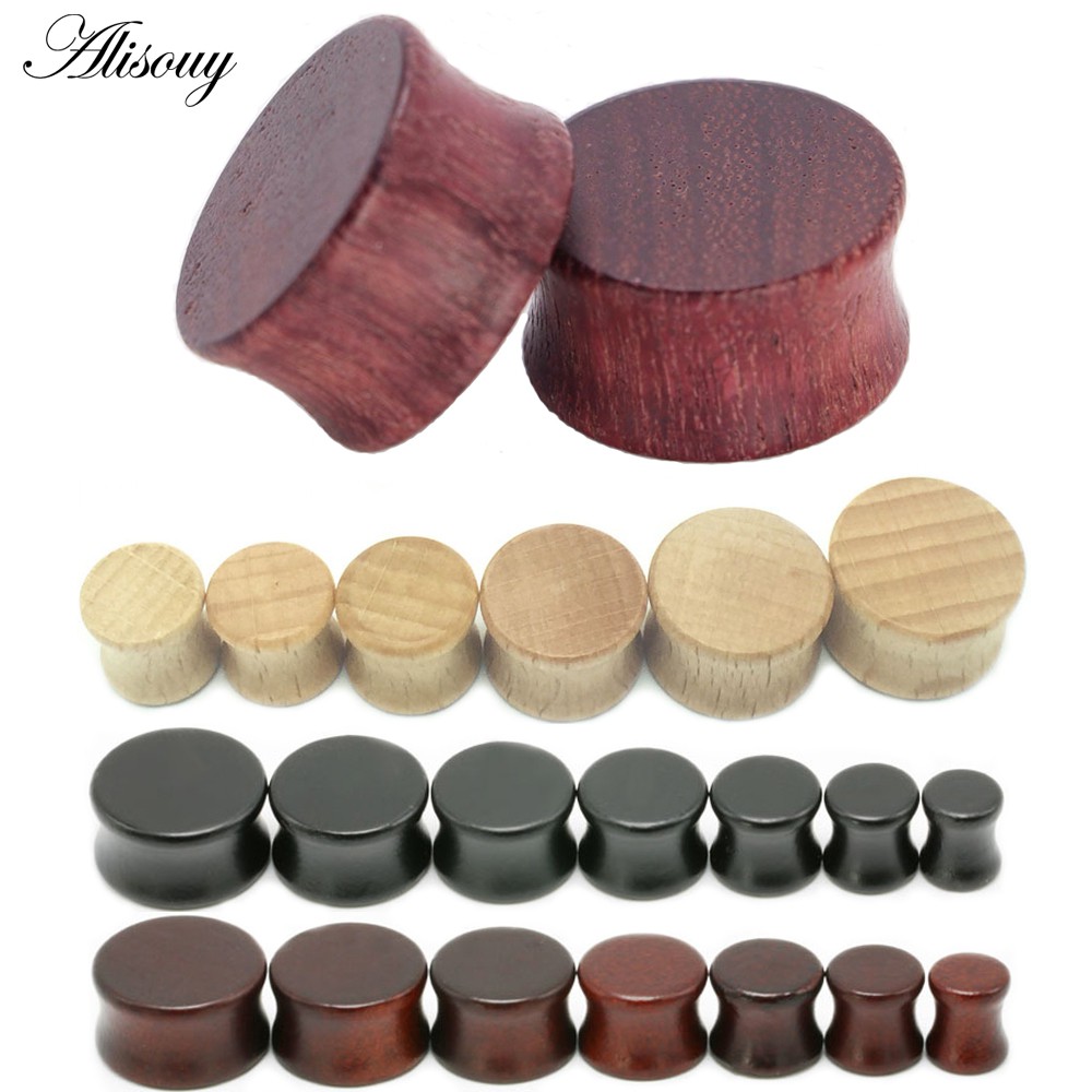 Alisouy 2PC ปลั๊กและอุโมงค์หู Expander Plug ทำจากไม้ธรรมชาติ เหมาะสำหรับเครื่องประดับ Body Jewelry
