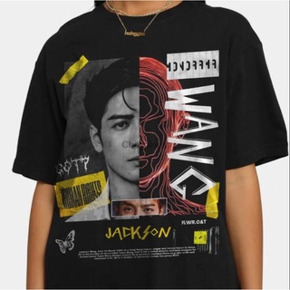 คอตต้อนคอกลมJackson Wang เสื้อยืด สามารถ Wang garer รุ่นเดียวกันเสื้อผ้าสำหรับทั้งชายและหญิง Team Wang ขนสั้นแบ เสื้อยืด