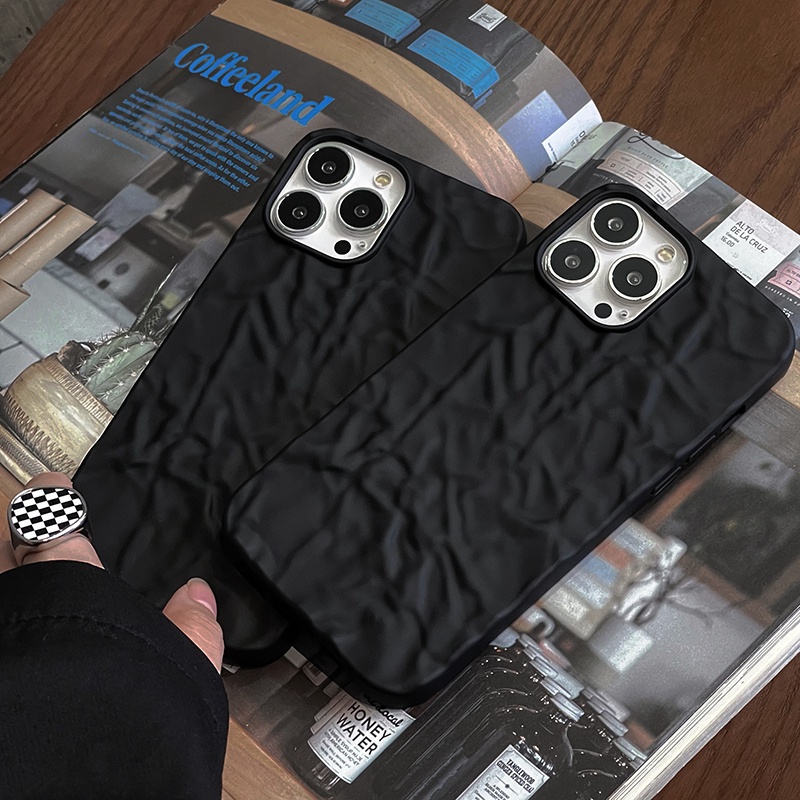 3d ฟอยล์ดีบุกรูปแบบ TPU Soft Case สําหรับ iPhone 13 12promax 14Promax 14Pro 14 14Plus 12 11 x xs xr xsmax 13promax 12pro 13pro 11promax Matte Black 15 15Promax 16 16Pro 16Promax 16Plus
