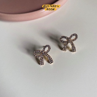 Shine bow earring 💝- ต่างหูคริสตรัลเพชร เป็นโบว์