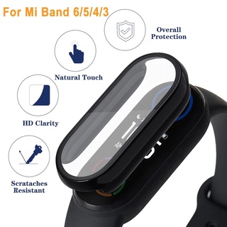 เคสกระจกนิรภัย PC แบบแข็ง บางพิเศษ ป้องกันหน้าจอ สําหรับ XIAOMI miband 6 5 4 3 mi band 3 4 5 6