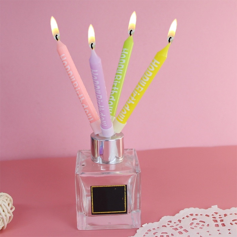เทียนhbd หลายแบบ เทียนลายHappy birthday 6แท่ง พร้อมส่งในไทย - รูปที่ 4