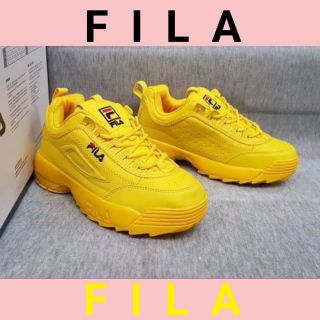 รองเท้า ผ้าใบผูกเชือก FILA สีเหลือง สีสดสวย ใส่สบายน้ำหนักเบา