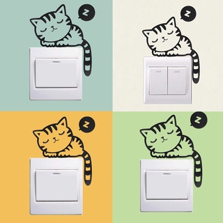 fairytale Funny DIY Cute Cat Dog Switch Stickers Wall Stickers Home Decor Sleeping Style Wall Decal PVC Bathroom fairytale