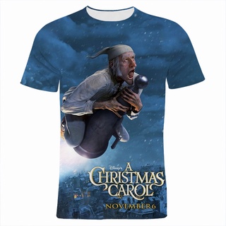 ใหม่ เสื้อยืด พิมพ์ลายการ์ตูนอนิเมะ A Christmas Carol แฟชั่นสําหรับผู้ชาย และผู้หญิง