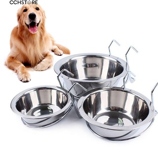 ☀Metal Dog Pet Bowl Cage Crate Hanging Food Water Feeder with Hook